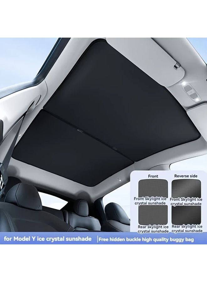 Black Collapsible Sunshade For Tesla Model Y 2020 2024 With UV Protection Storage Bag - Image 4